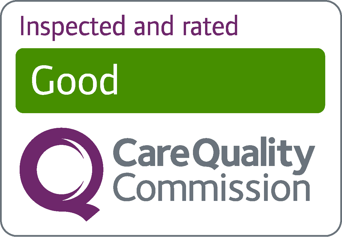 Text reads: Inspected and Rated Good. Care Quality Commission