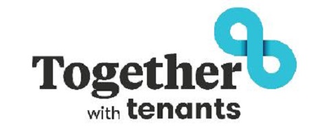 Together with Tenants is written in black and there is a blue infinity sign logo