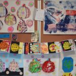 A wall of very colourful artwork