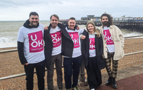 Southdown Mental Health Support Coordinators celebrate launch of UOK East Sussex on Hastings seafront.