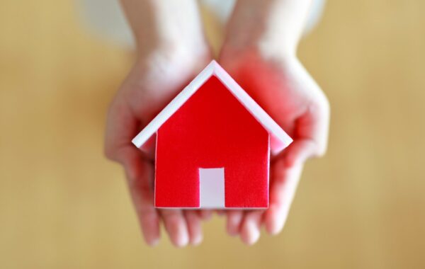 hands joined together, holding a house miniature, signifying safety, belongingness and ownership. It speaks to the Starts at home day which stresses how wellbeing starts at home.