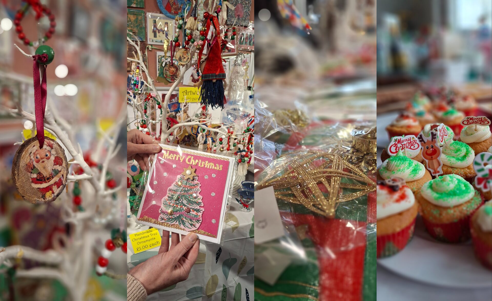 A collage of festive elements which were on display at our Christmas Fayre